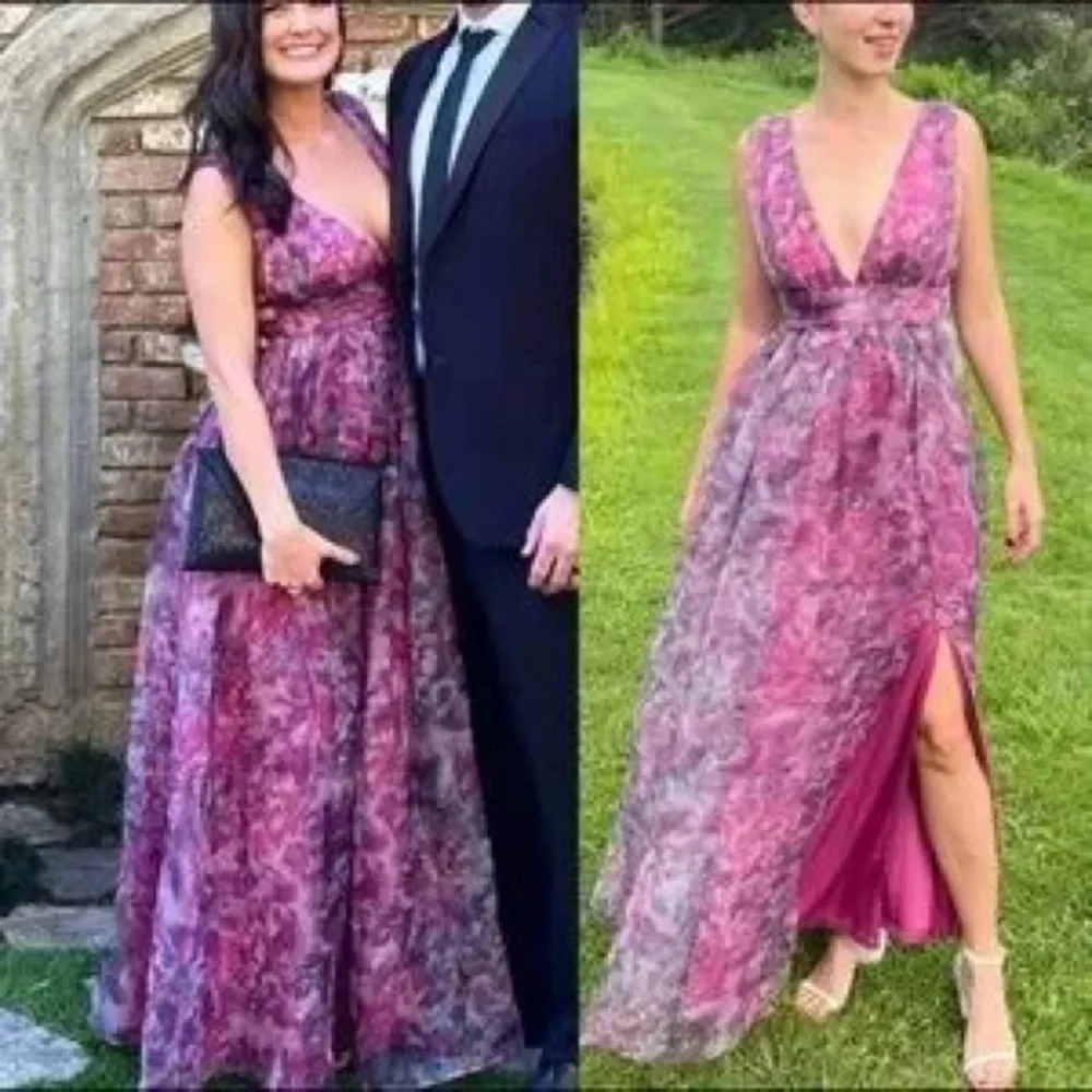 NWT Garden Romance Magenta Floral Print Organza Maxi Dress - Picture 8 of 8